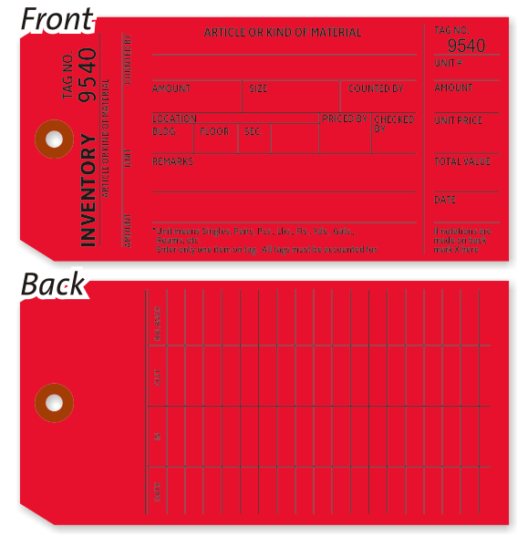 OnePart Inventory Tags Inventory Count Tags