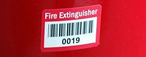 Preprinted Fire Extinguisher Labels with Barcodes