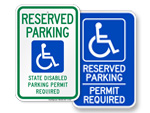 Handicapped Permit Required Signs