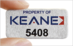 Full color anodized aluminum asset tags