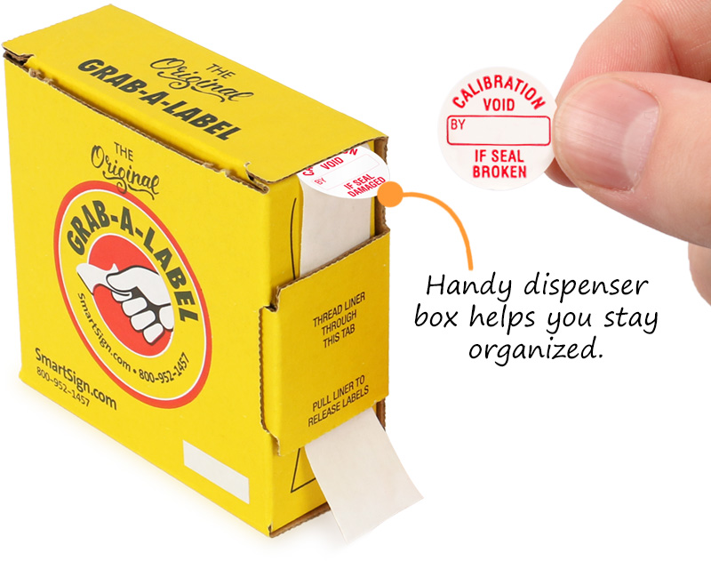Featured Tamper Evident Grab-a-Label™ Dispenser Box Labels