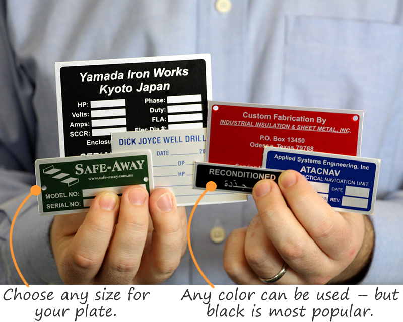 Aluminum Nameplates for Equipment