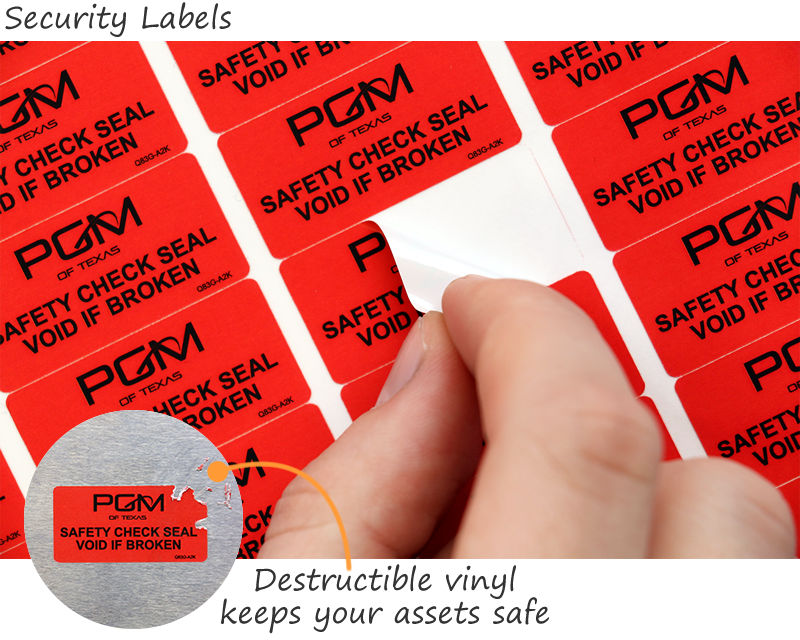 38mm x 20mm Property Tag Labels in Black Strong Adhesive & Rip Proof 