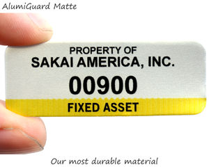 Anodized aluminum numbered asset tags