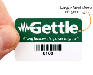 Plastic asset label with logo