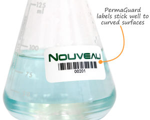 Asset label on a curved surface