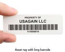 Asset tag with long barcode