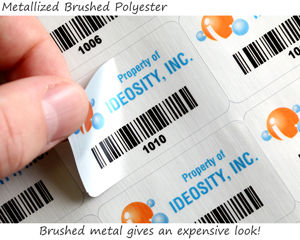Brushed metal barcode labels