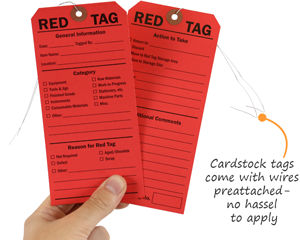 Cardstock 5S red tag with wire