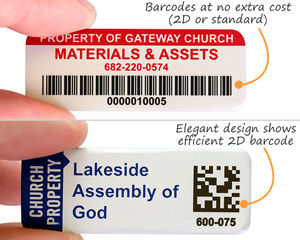 Church Property ID tags with barcodes