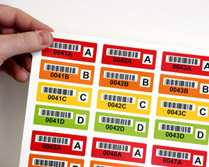 Color-coded barcode labels in sets