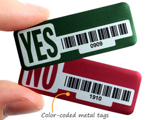 Color-coded metal tags
