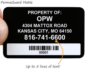 Company asset tags with barcodes
