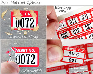 Compare stock asset tag materials