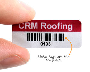 Custom metal barcode asset tags