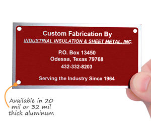 Custom Metal Equipment Tag