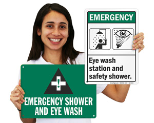 Emergency shower eyewash sign