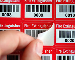 Fire extinguisher barcode labels