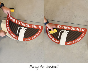 Fire Extinguisher Keep Area Clear Floor Signs