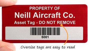 Oversized Asset Tags with Barcode