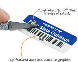 Metal asset tags for schools