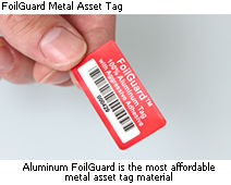 Foilguard metal asset tag