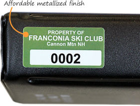 Metallized polyester number labels