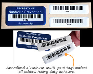 Annodized Aluminum Multipart Barcode Labels