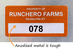 Numbered metal asset tags