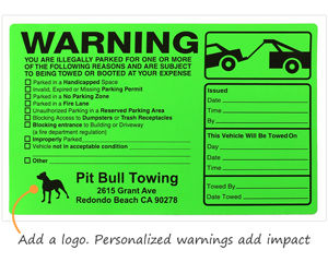 Personalized illegal parking sticker