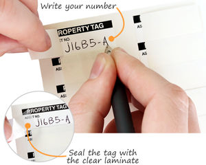 self-laminating property id tags