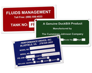 Serial number nameplates for equipment