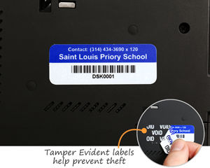 Tamper evident barcode labels for schools