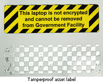 Tamperproof asset label for unencrypted laptop