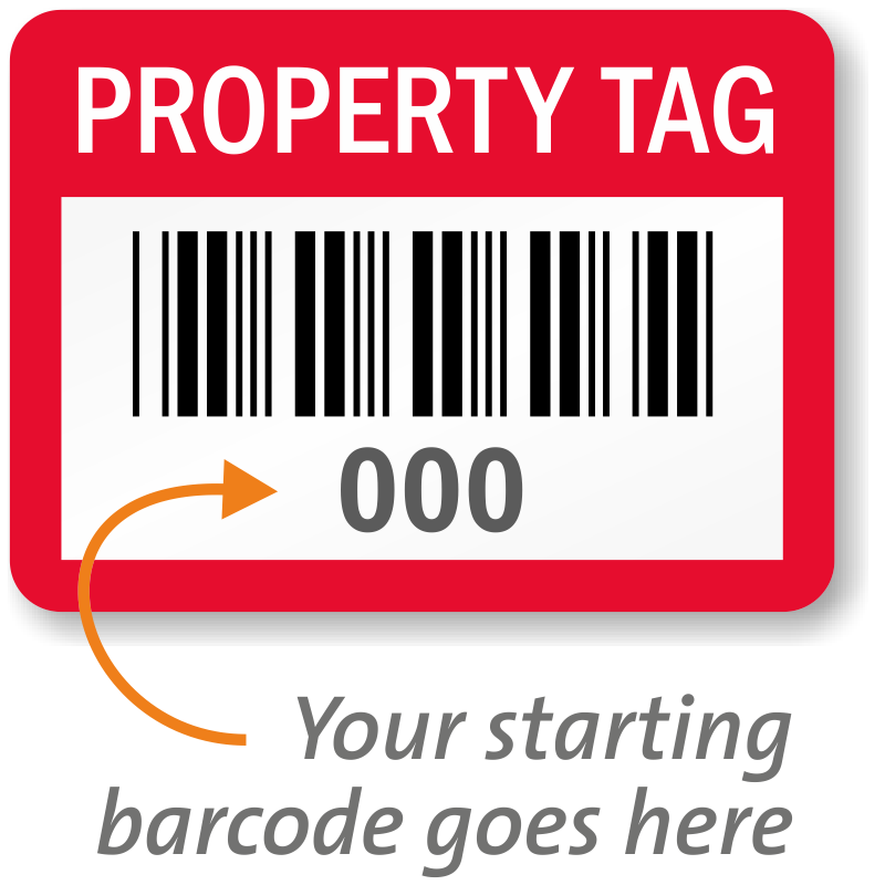 ZbZcYmt Asset Tags - Customized Pre-Printed Non-Repeating Barcode Labels  (Roll of 520)