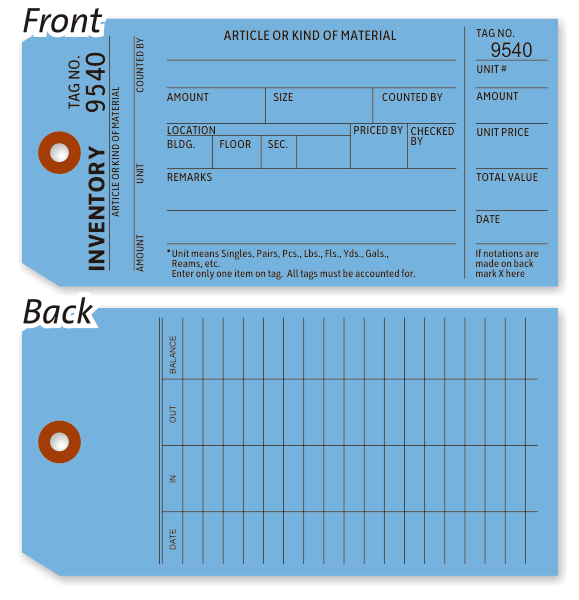 Blue Inventory Count Tag: Blue Card Stock - Available in Economical ...
