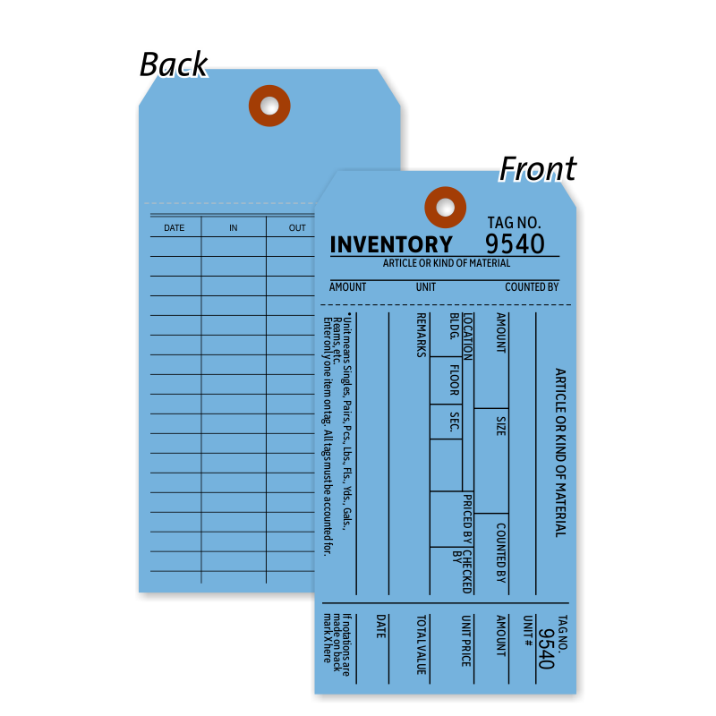 One Part Inventory Tags Inventory Count Tags