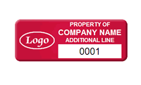 Sequential Barcode Custom Asset Tag, text, Logo