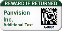 Custom 2D Reward If Returned Barcoded Asset Tag