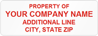 Asset Labels, Property of Company Name with two lines of text