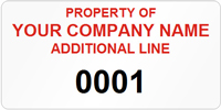 Asset Label, Property of Company Name with Numbering