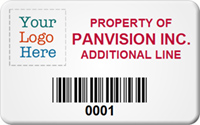 SunGuard Asset Label, Add Company Name with Barcode