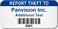Custom Report Theft Asset Tag with Barcode