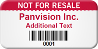 Custom Not For Resale Asset Tag with Barcode