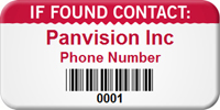 Custom If Found Contact Asset Tag with Barcode