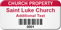 Customized Church Property Asset Tag with Barcode
