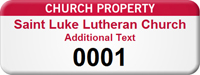 Customizable Church Property Asset Tag with Numbering