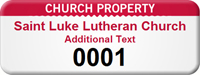 Custom Church Property Asset Tag with Numbering