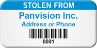 Barcoded Custom Asset Tag - Stolen From