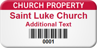 Church Property Custom Barcode Asset Tag